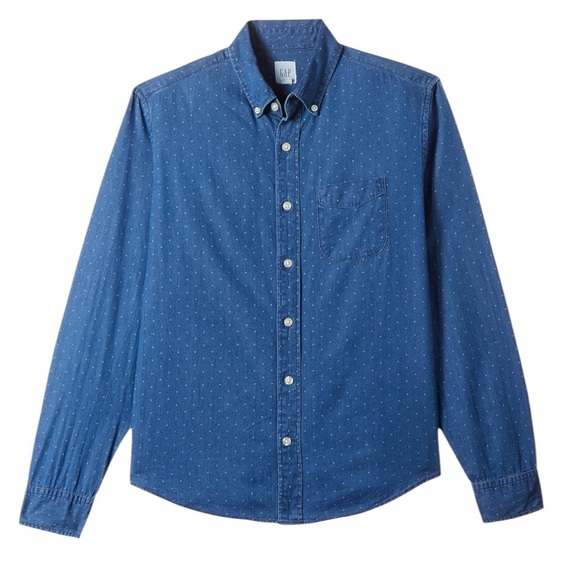 GAP Denim Blue Casual Button Down Shirt size Small Long Sleeves Cotton Soft - Picture 1 of 8